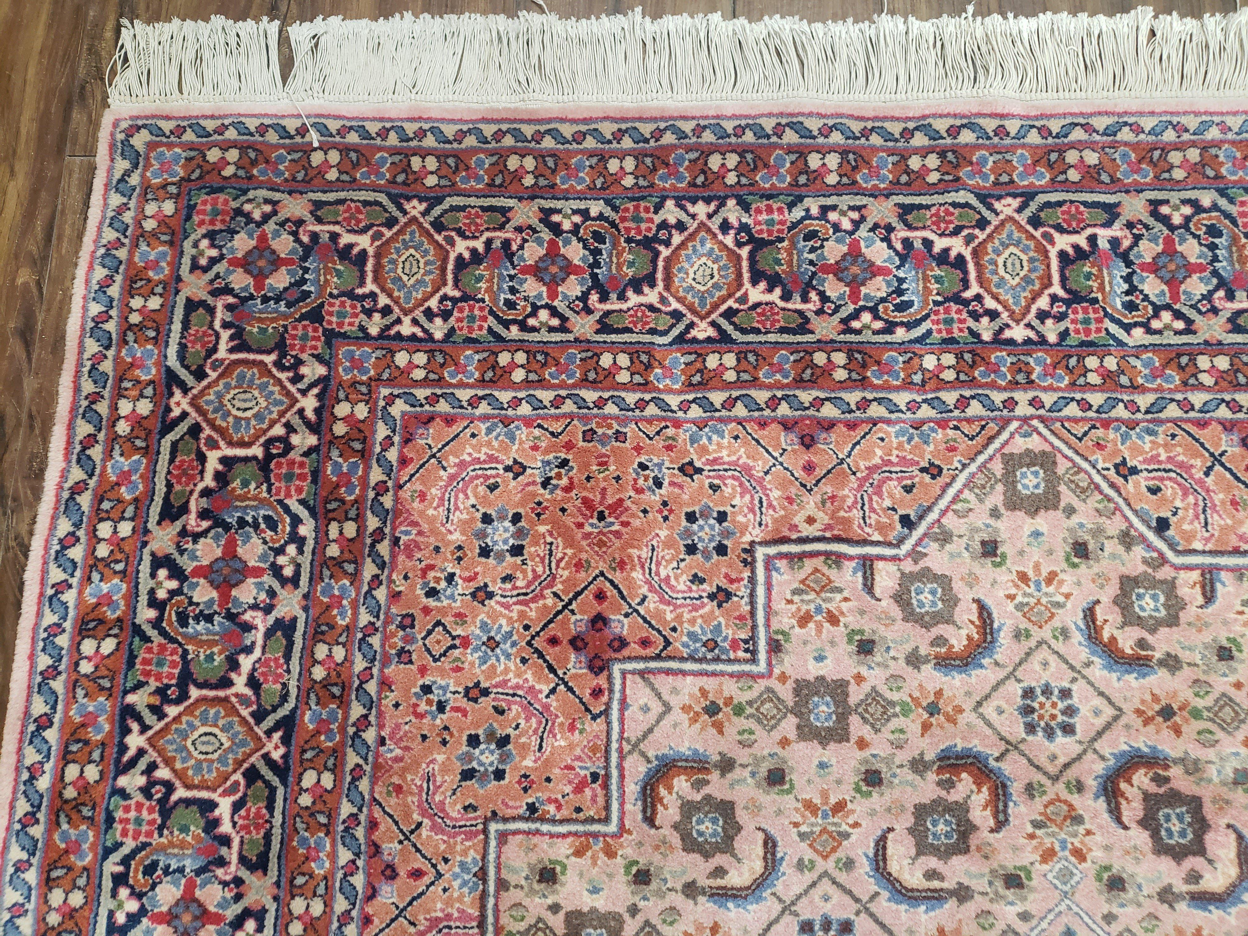 Indo Persian Rug 5x8, Light Pink Indian Carpet, Handmade Vintage 1960s Rug, Wool Fine Oriental Rug, Allover Traditional Rug, Hand-Knotted - Jewel Rugs