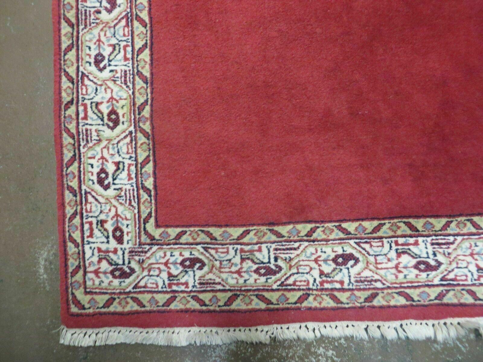 2' 8" X 7' Vintage Handmade India Wool Runner Rug Nice Red Organic Colors - Jewel Rugs