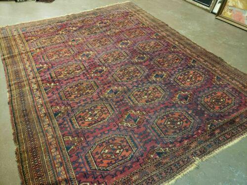 5' 5" X 7' Antique Handmade Tekkeh Turkoman Engsi Hatchli Wool Rug Red - Jewel Rugs