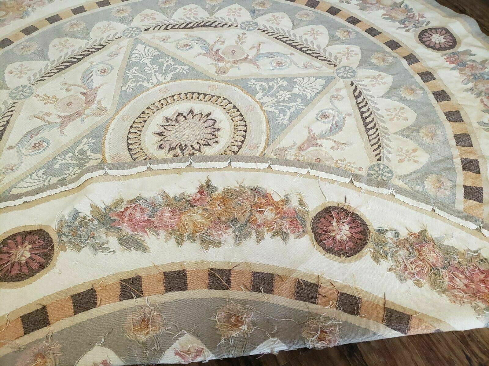 8' X 8' One Of A Kind Handmade French Aubusson Weave Savonnerie Wool Rug Round - Jewel Rugs