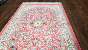 Pink Silk Rug, Persian Carpet Pink, Bamboo Silk, 2.5 x 4, New, Soft, Medallion Rug, Traditional, Rose & Ivory, Accent Rug, 2' 8" x 4' 1" - Jewel Rugs