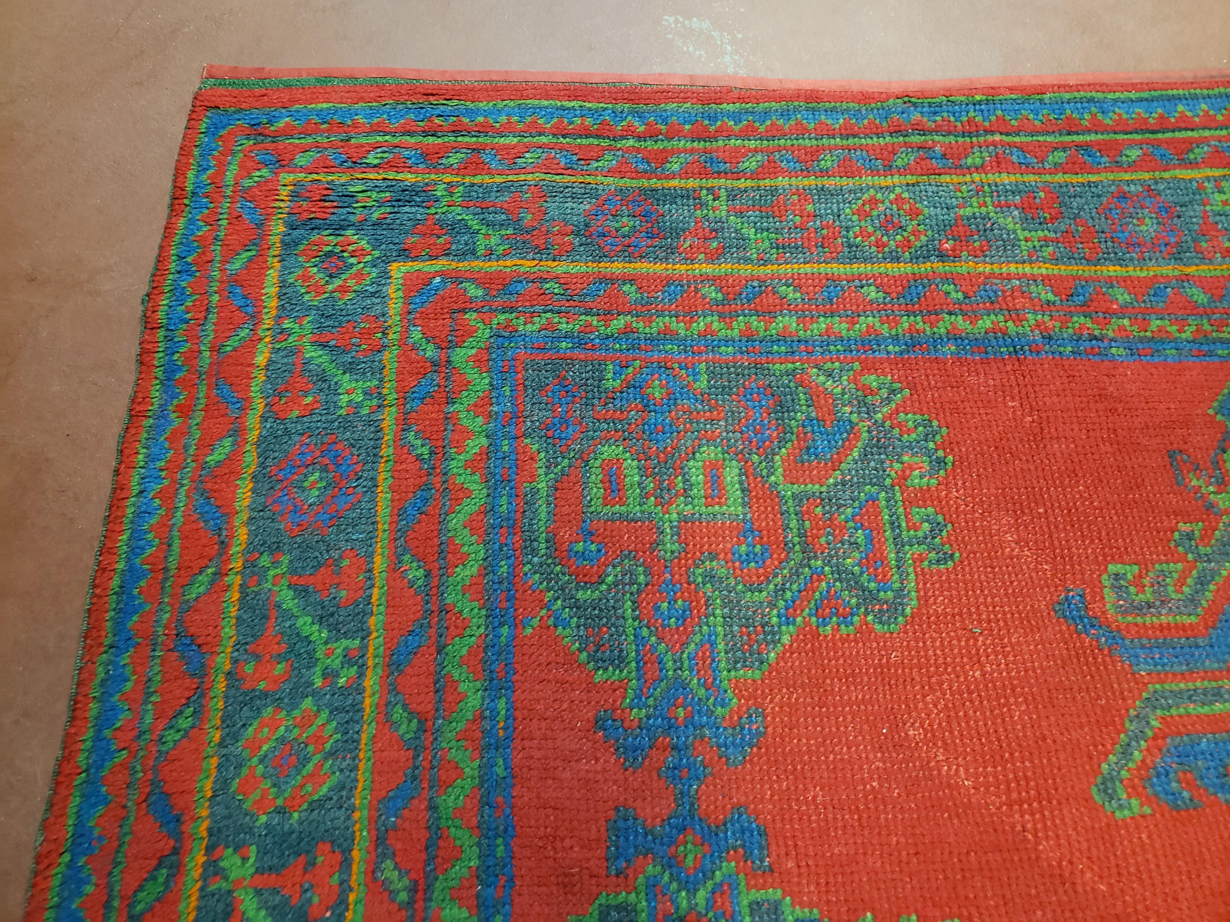 7x11 Turkish Oushak Rug, Vintage Red & Blue Oriental Carpet, Hand Knotted Wool Area Rug 7 x 11, Turkish Sparta Rug, Antique Turkish Rug Nice - Jewel Rugs