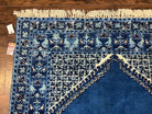 Vintage Moroccan Rug 5.6 x 7.6, Blue and Ivory Area Rug, Hand-Knotted Oriental Carpet, Geometric Medallion Open Field, Soft Wool Rug, Nice - Jewel Rugs