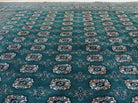 10' X 12' Handmade Pakistani Bokhara Turkoman Dark Green Wool Rug - Jewel Rugs