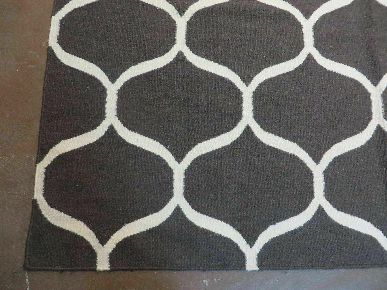 5' X 8' Modern Contemporary Hand Made Flat Weave Wool Rug Veg Dyes Nice - Jewel Rugs