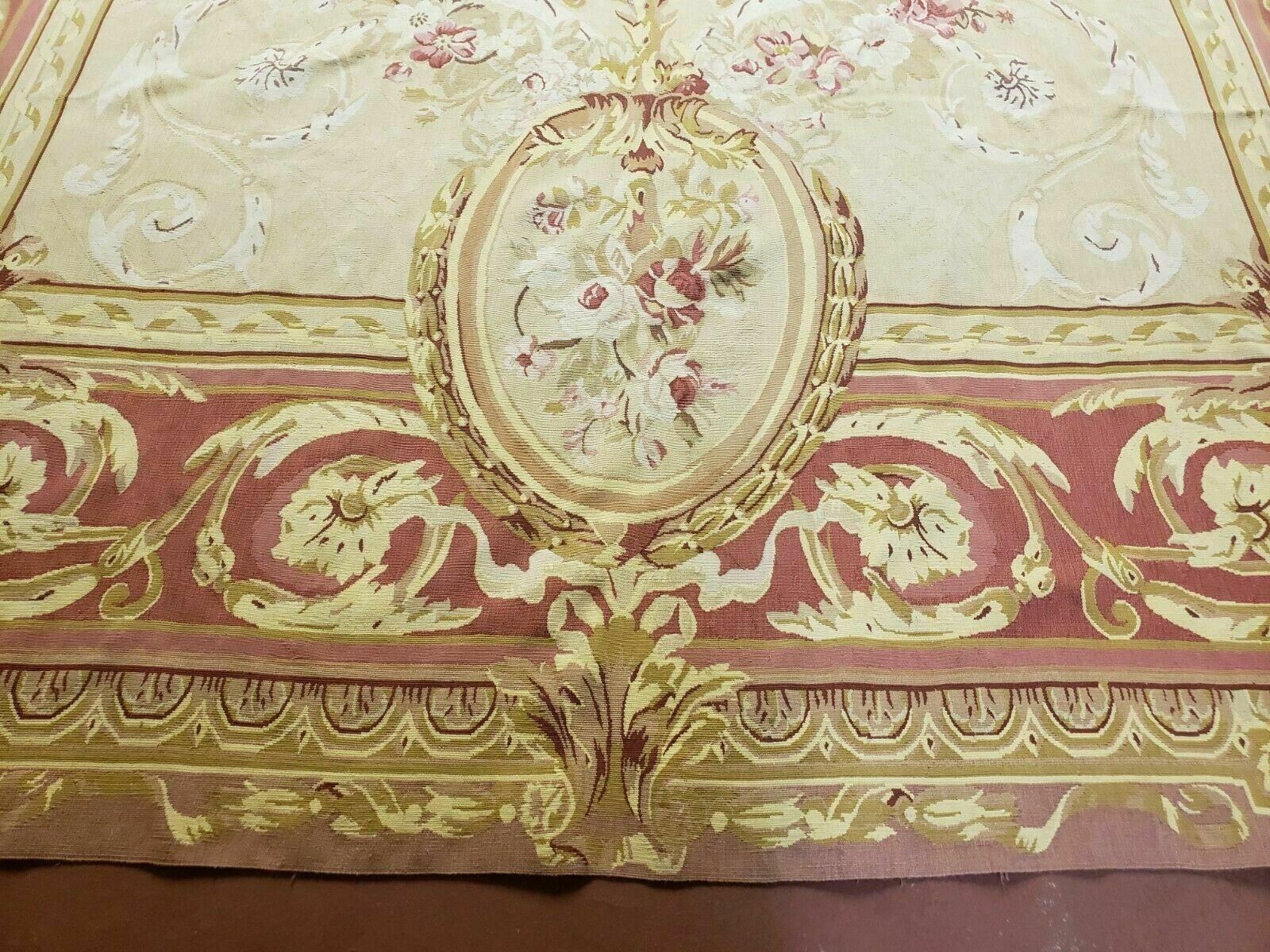 9' X 12' Gorgeous Handmade Flat Pile Wool Rug French Aubusson Weave Savonnerie - Jewel Rugs