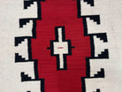 Antique Navajo Rug 4x6, Wool Handwoven Flatweave Collectible Navajo Territory Blanket, Tribal Carpet, Diamond Medallion, Ivory Red Black - Jewel Rugs