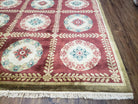 Nepalese Aubusson Panel Rug 6x9, Red & Ivory Soft Plush Tibetan Pile Rug, Wool Hand-Knotted Carpet, 6 x 9 Elegant Area Rug, Office Room Rug - Jewel Rugs