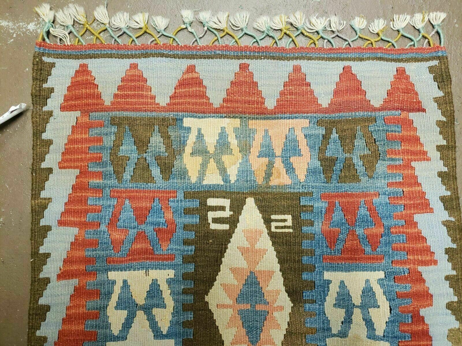 2' 7" X 4' Vintage Turkish Kilim Handmade Flat Weave Wool Rug Veg Dye Nice - Jewel Rugs