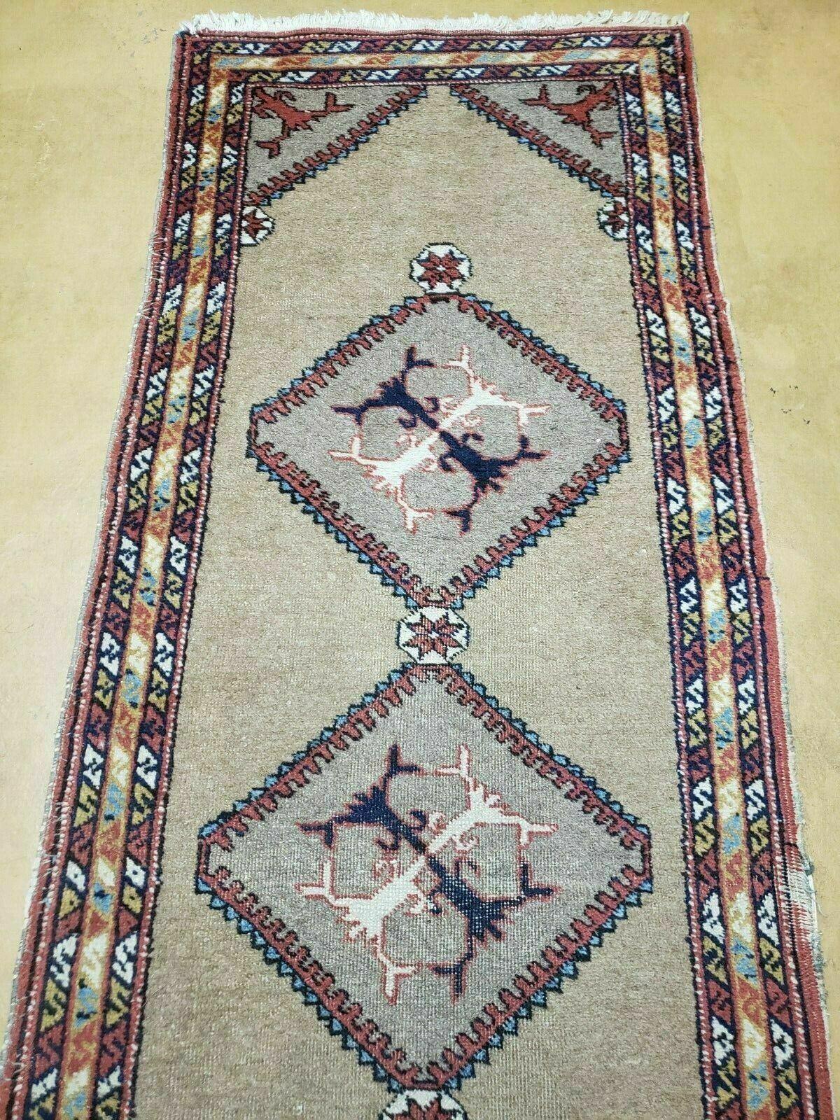 2'4" X 11' Antique Handmade Turkish Wool Rug Runner Carpet Camel Hair Nice - Jewel Rugs