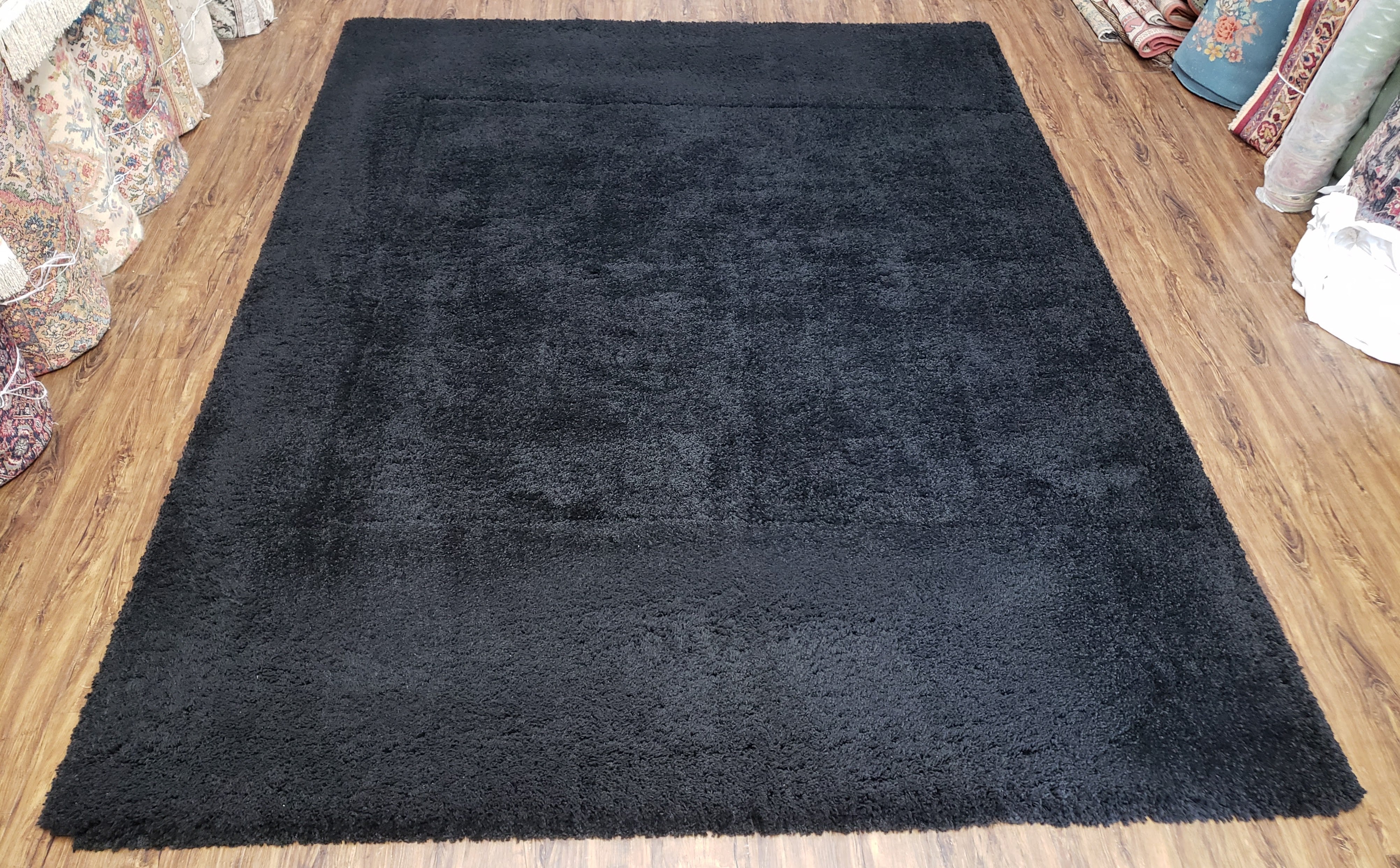 Black Shag Rug 8x10, Savafieh Milan Fluffy Black Carpet, Room