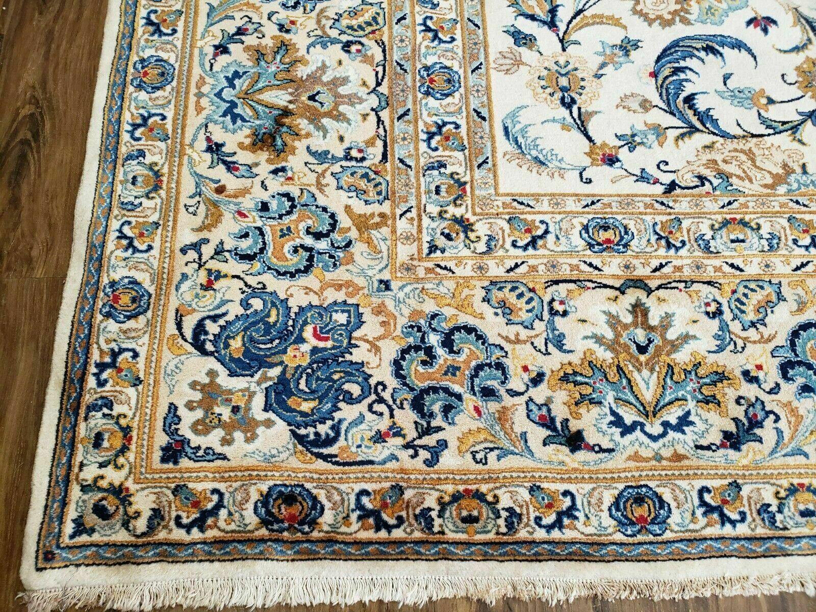 11' X 14' Antique Handmade Indian Wool Rug Ivory Beige Blue Tan Organic - Jewel Rugs