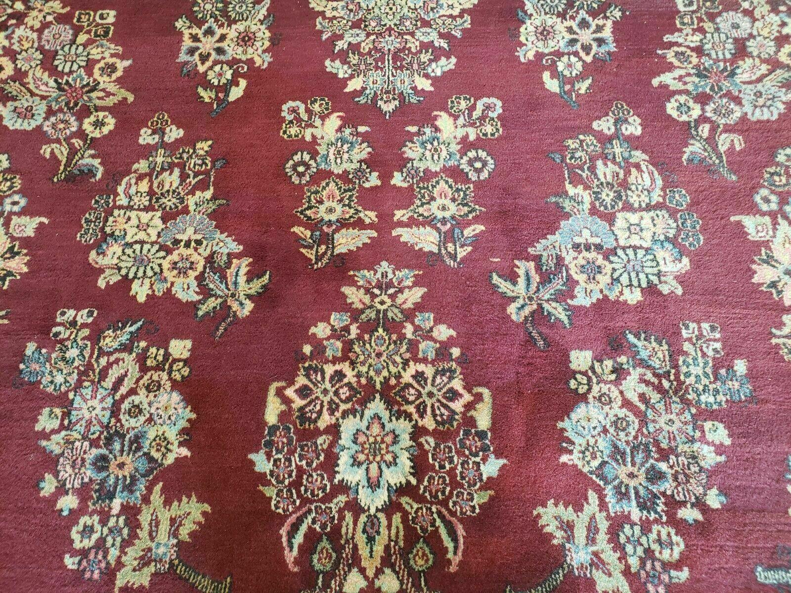 8' X 12' Vintage Handmade India Floral Oriental Wool Rug Veg Dyes Organic Red - Jewel Rugs