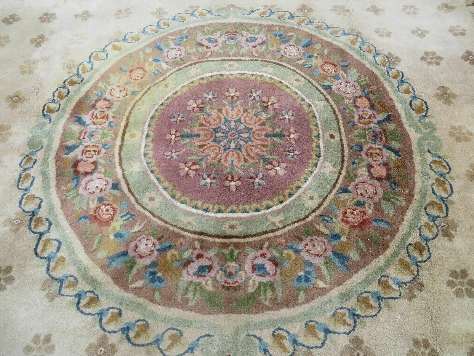 10' X 14' Vintage Handmade Chinese Aubusson Wool Rug Decorative - Jewel Rugs