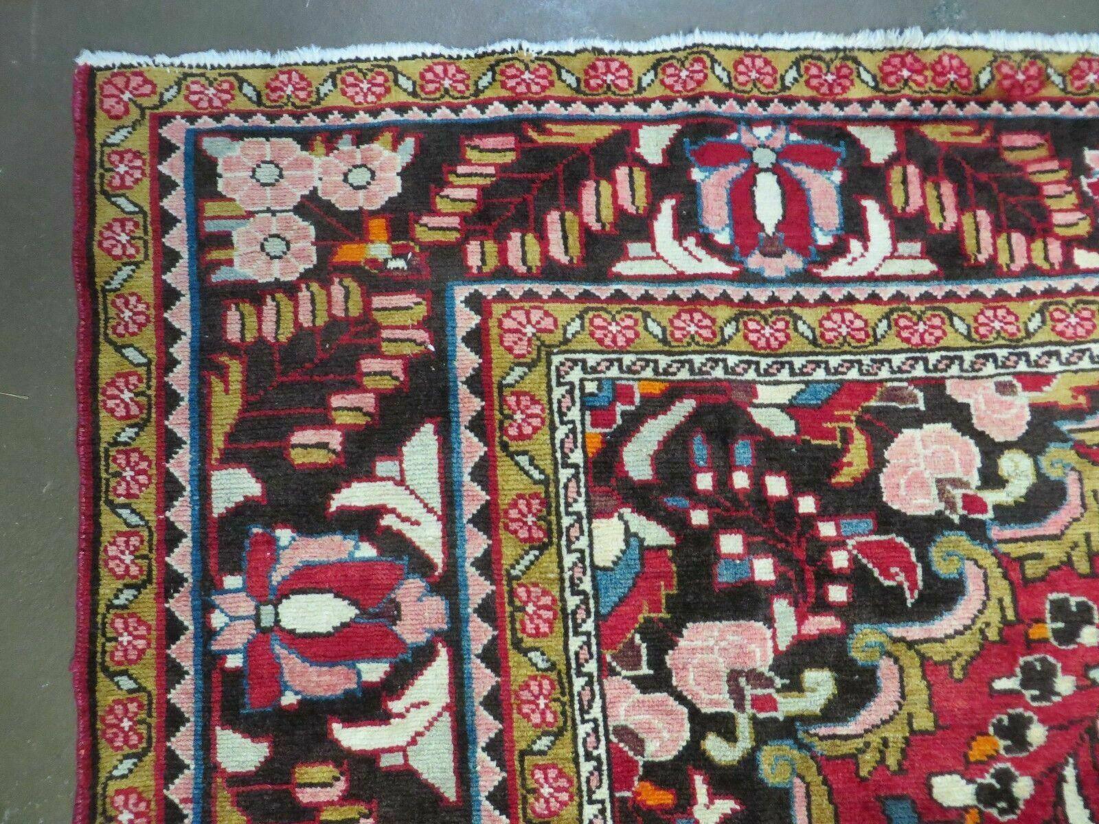 7' X 10' Antique Handmade Indian Agra Wool Rug Hand Knotted Vegetable Dyes Red - Jewel Rugs