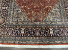 Pak Persian Rug 6x9, Vintage Pakistani Oriental Carpet 6 x 9, Red and Navy Blue Rug, Hand Knotted Wool Floral Medallion Rug, Highly Detailed - Jewel Rugs