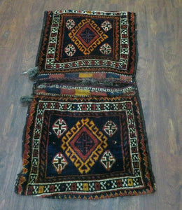 2' X 3' Antique Handmade Turkish Wool Rug Double Saddle Bags Tobreh Nice - Jewel Rugs