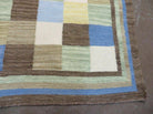 5' X 8' Hand-knotted Kilim Dhurrie Wool Cotton Rug Flat Weave Carpet Checkered Pattern Colorful Multicolor - Jewel Rugs