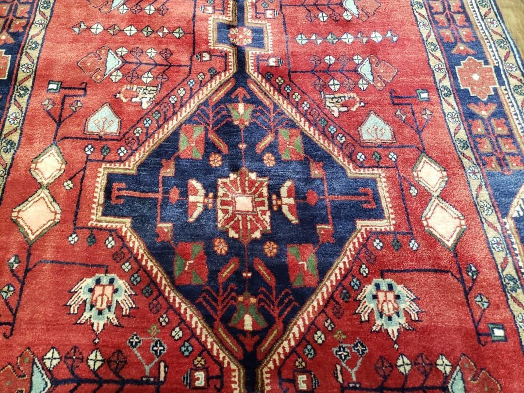 Antique Persian Zanjan Nahavand Heriz Rug, Red & Blue, Hand-Knotted, 5' x 9' 7" - Jewel Rugs