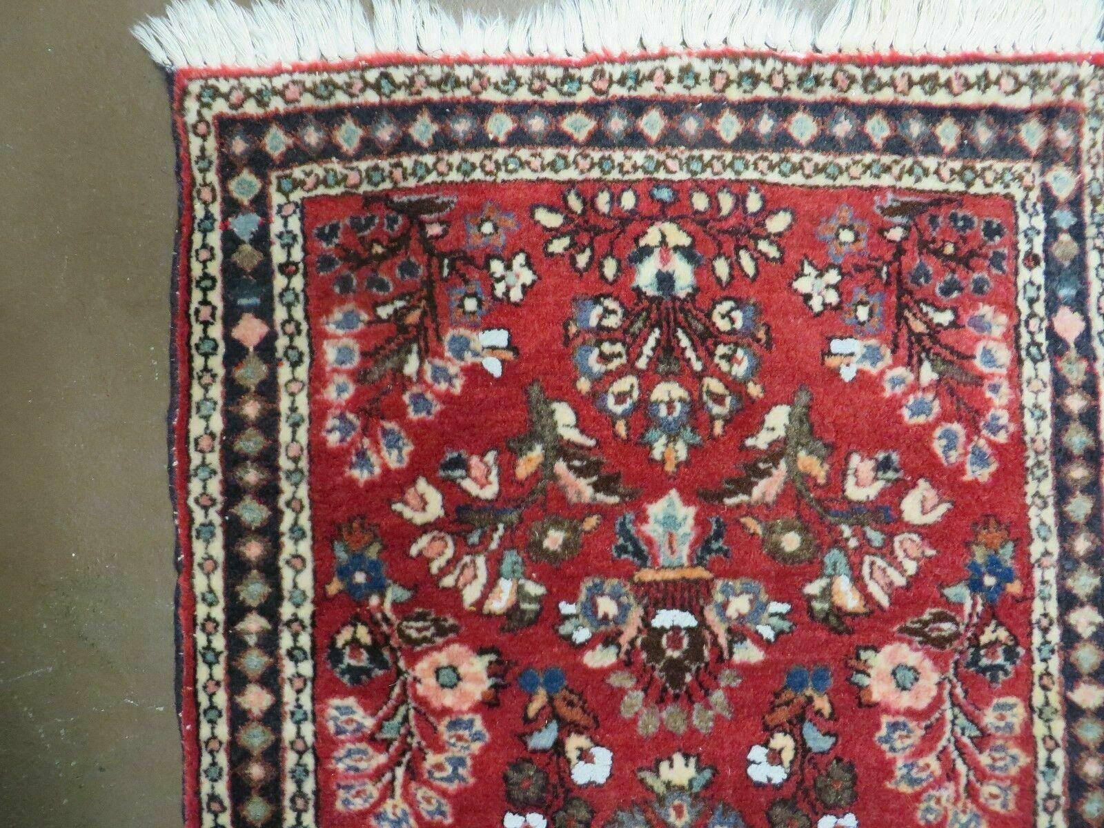 2' 1" X 4' Handmade Vintage Red Indian Wool Rug Organic Dues Red Nice # 21 - Jewel Rugs