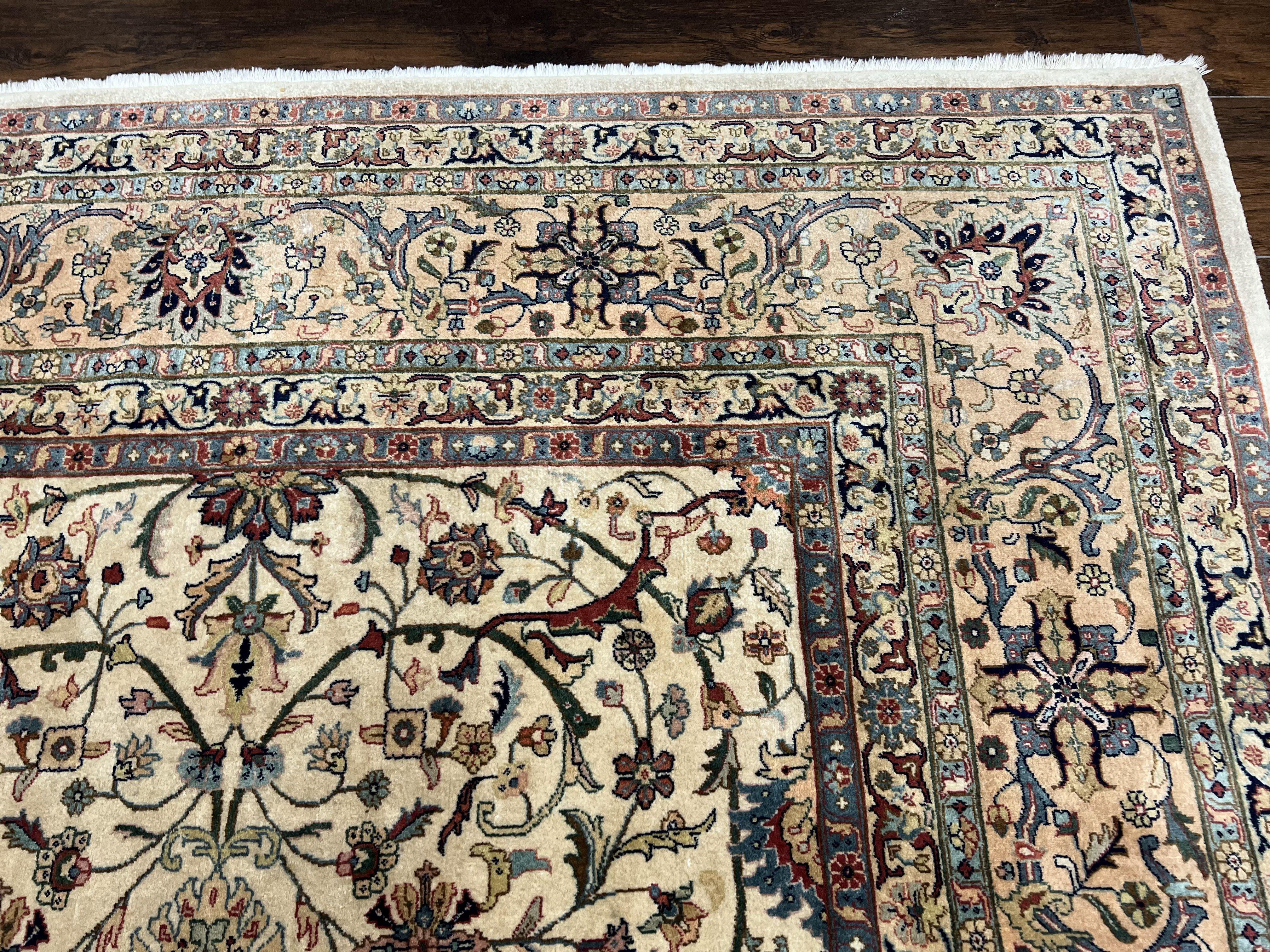 Pak Persian Rug 9x12 Oriental Carpet, Neutral Colors, Fine Hand Knotted Wool Rug 9 x 12 Vintage Rug, Allover Floral Pattern, Pakistani Rug - Jewel Rugs