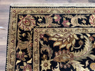 Indo Mahal Sultanabad Rug 8x11, Vintage Indian Oriental Carpet, Wool Handmade Floral Rug 8 x 11 ft, Black Beige Tan, Large Flowers Allover - Jewel Rugs