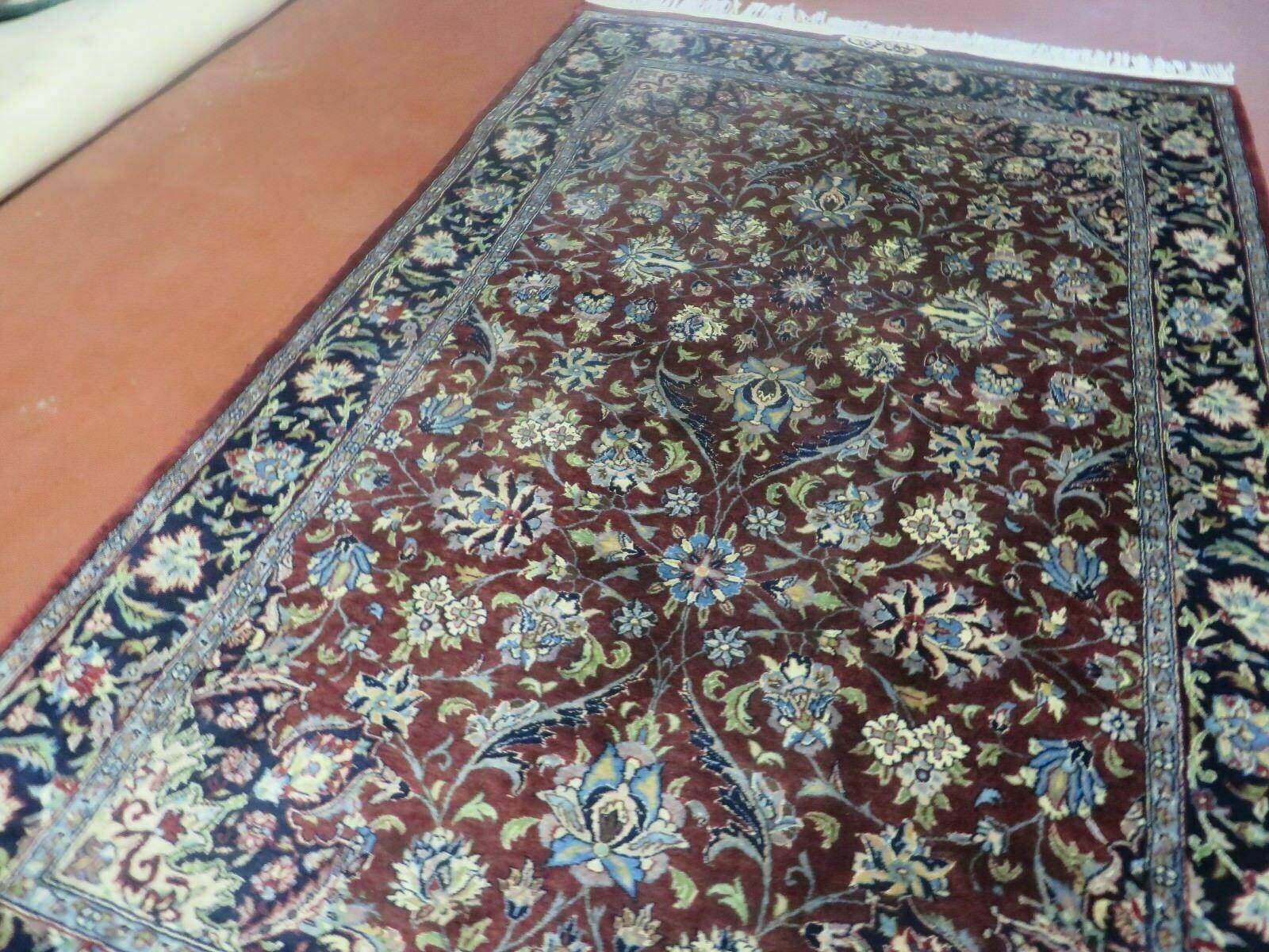 4' X 6' Vintage Handmade Pakistan Floral Oriental Wool Rug Carpet Fine Weave - Jewel Rugs