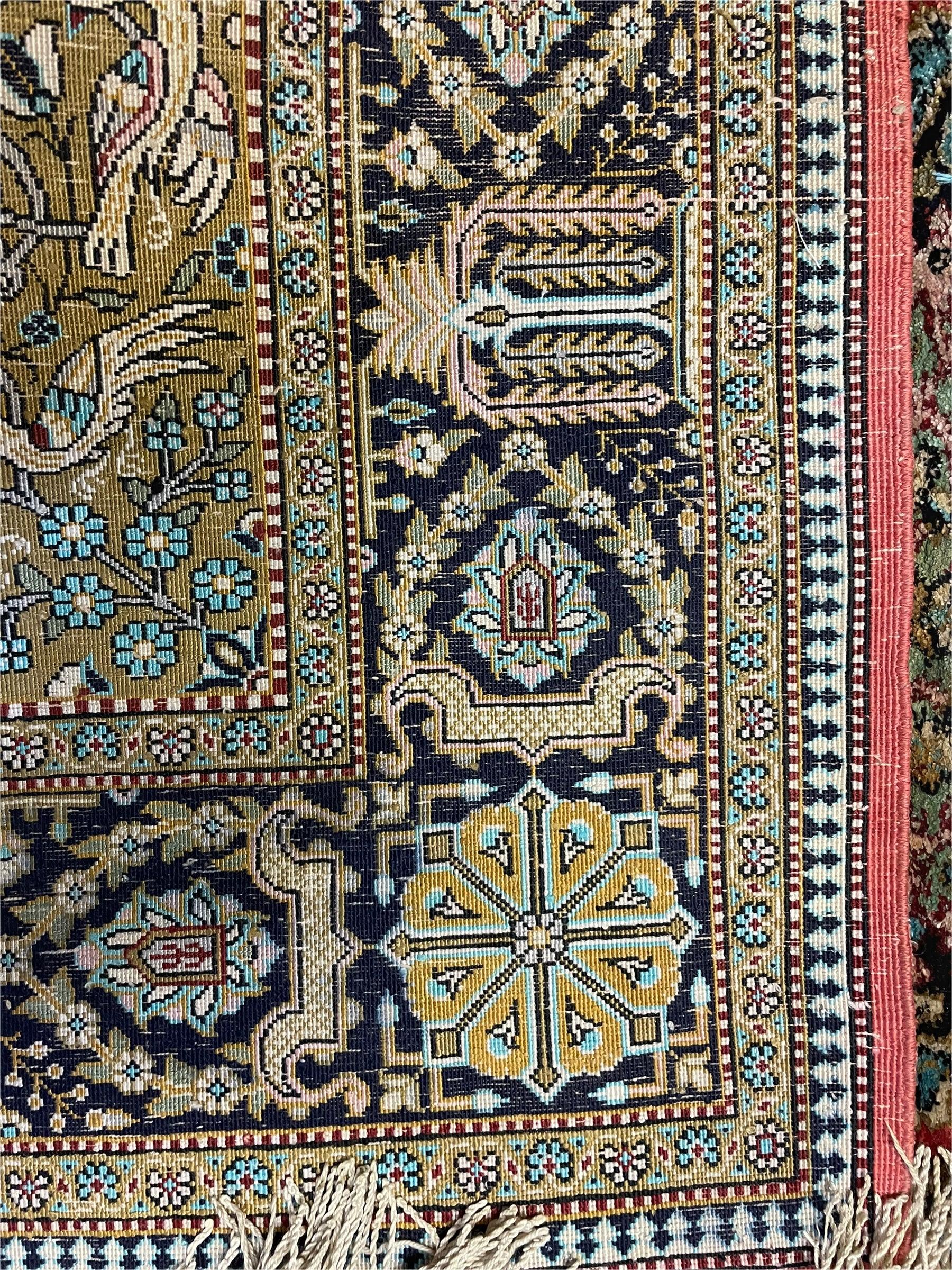 Persian Qum Silk Rug 3.8 x 5.6, Silk on Silk, Animal Pictorials, Fine 330 KPSI - Jewel Rugs