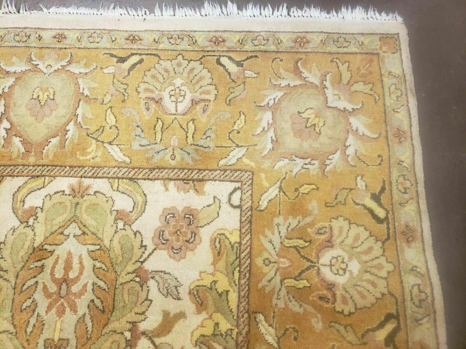 8' X 10' Handmade India Oushak Floral Wool Rug Flowers Beige Wow - Jewel Rugs