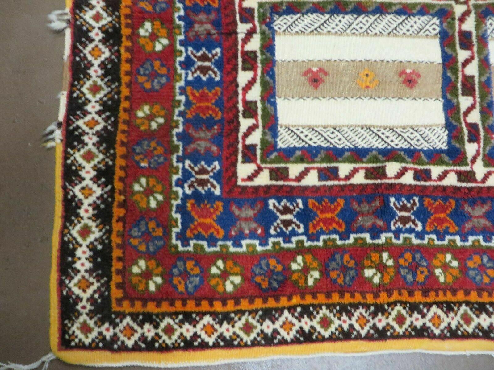 7x11 Moroccan Rug, Vintage Moroccan Carpet, Tribal Rug 7 x 11, Geometric Rug, Diamond Panels, Multicolor, Hand Knotted Wool Rug, Unique Rug - Jewel Rugs