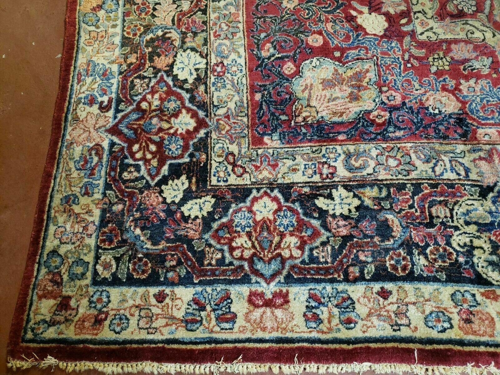 10' X 12' Antique Persian Sarouk Allover Floral Design with Medallion Handmade Red Wool Area Rug - Jewel Rugs