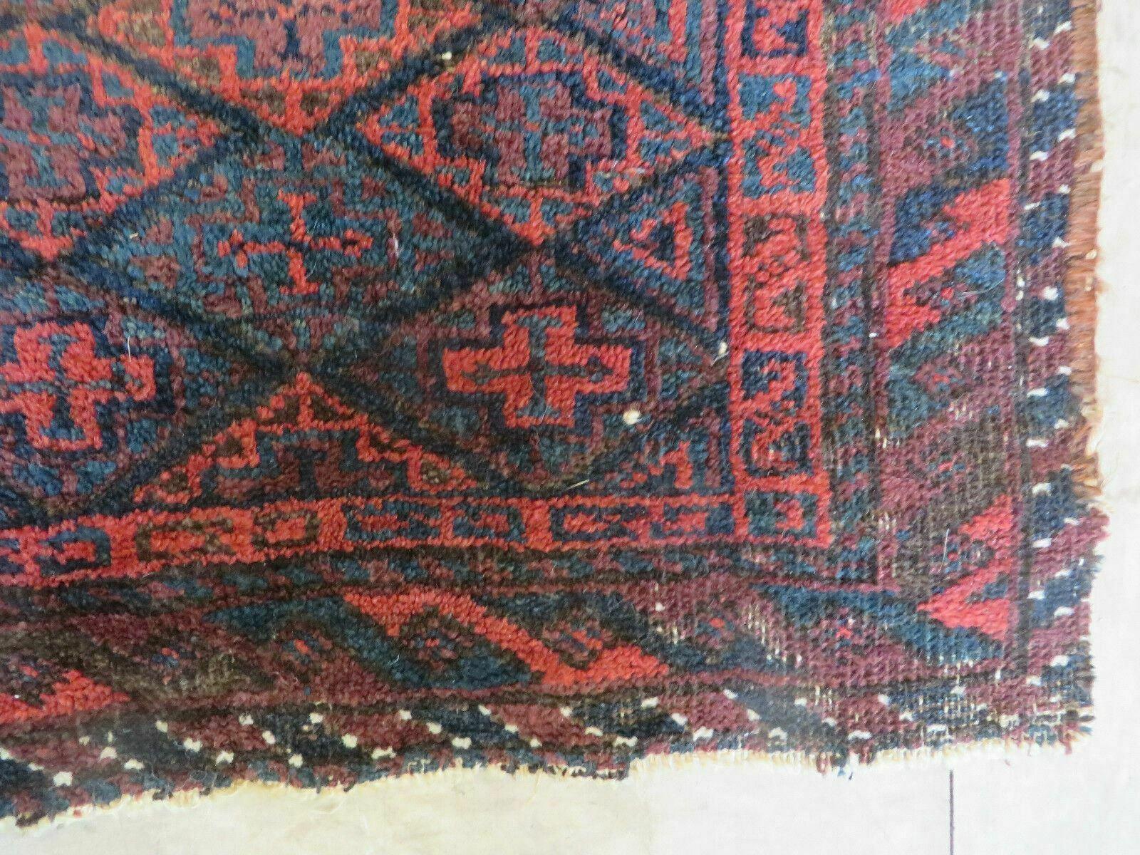 18" X 35" Antique Handmade Afghan Tribal Collectible Wool Rug - Jewel Rugs