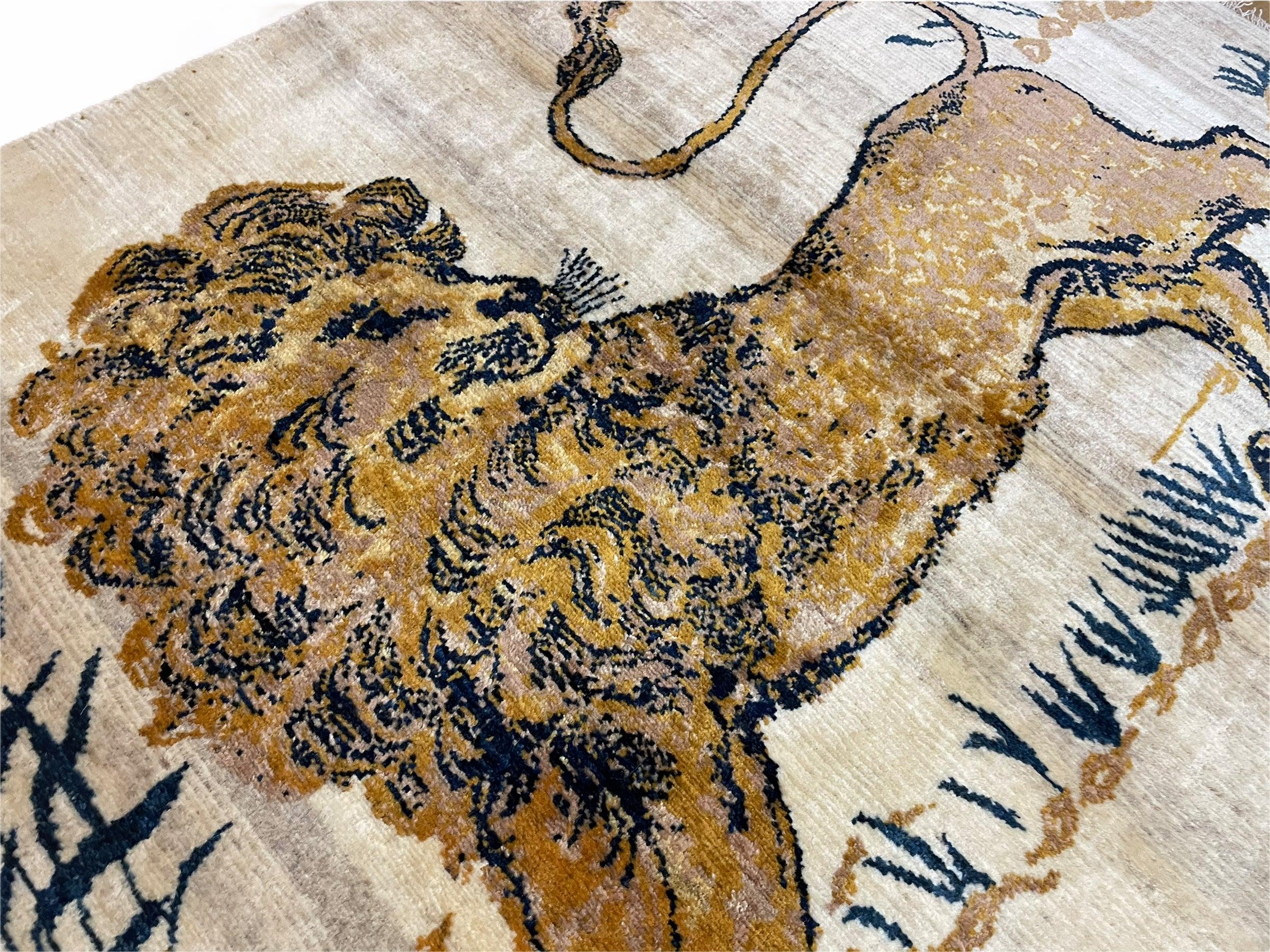 3.5 X 4 Handmade Hand-Knotted New Vintage Rug Quality Wool Lion Organic Dyes - Jewel Rugs