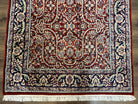 Indo Persian Rug 4x7, Allover Floral Oriental Carpet, Red and Navy Blue, Hand Knotted Indian Kashmiri Traditional Vintage Area Rug 4 x 7 ft - Jewel Rugs