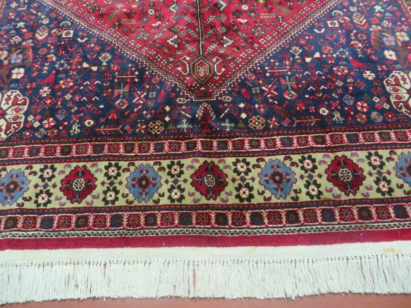 7' X 10' Vintage Handmade Indian Floral Wool Rug Hand Knotted Carpet Red Ivory - Jewel Rugs