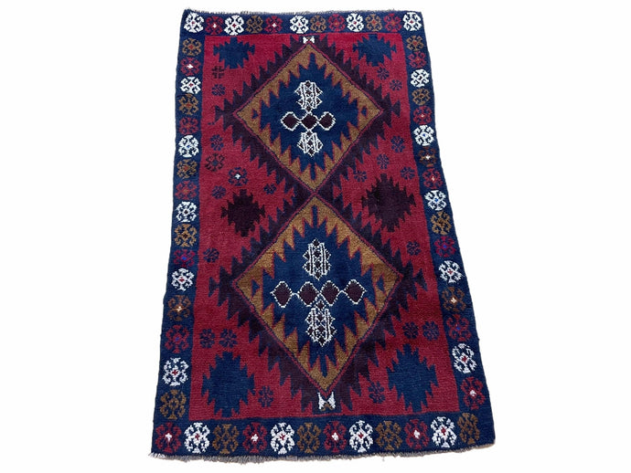 3 X 5 Vintage Handmade Tribal Wool Rug Baluchi Rug Afghan Balouch Rug Red Nice - Jewel Rugs