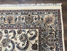 Indo Persian Area Rug 8x10, Wool Rug, Indian Oriental Carpet 8 x 10, Hand-Knotted Vintage Rug, Floral Allover, Ivory Light Gray Taupe Teal - Jewel Rugs