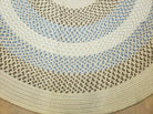 6' X 6' Vintage American Braided Rug Round Beige Brown Blue Nice - Jewel Rugs