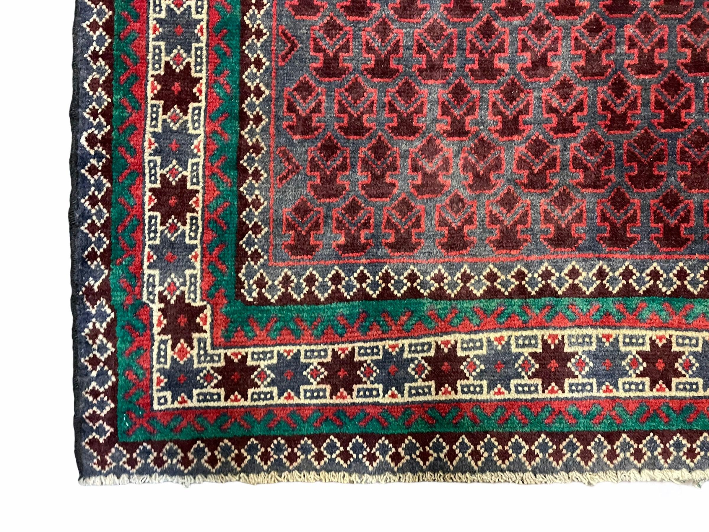 3x5 New Vintage Handmade Tribal Rug Afghan Balouch Rug Wool Rug Star Fish Red - Jewel Rugs