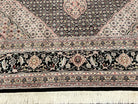 Sino Persian Rug 8x10 Oriental Carpet 8 x 10 Wool Rug 8 by 10 Vintage Rug, Mahi Pattern, Medallion, Floral Black Ivory High Quality Handmade - Jewel Rugs