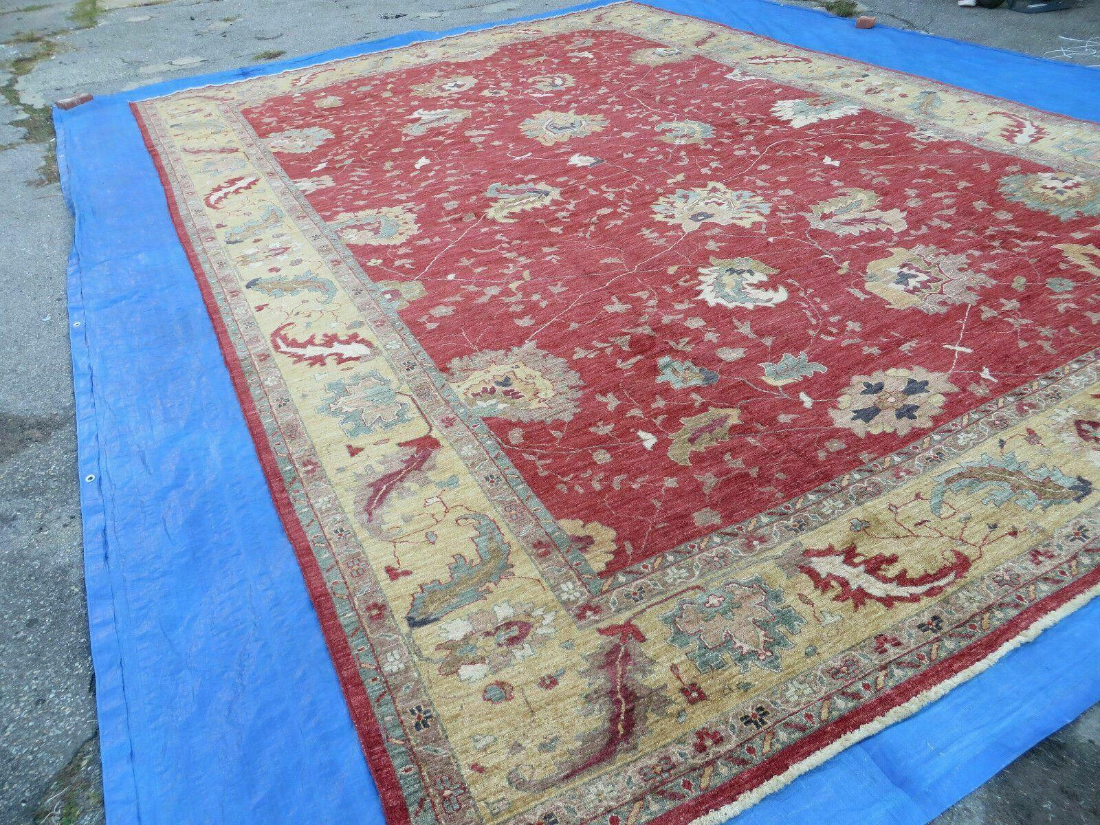 12' X 18' Vintage Handmade Egyptian Wool Red Area Rug Large Palace Size Carpet - Jewel Rugs