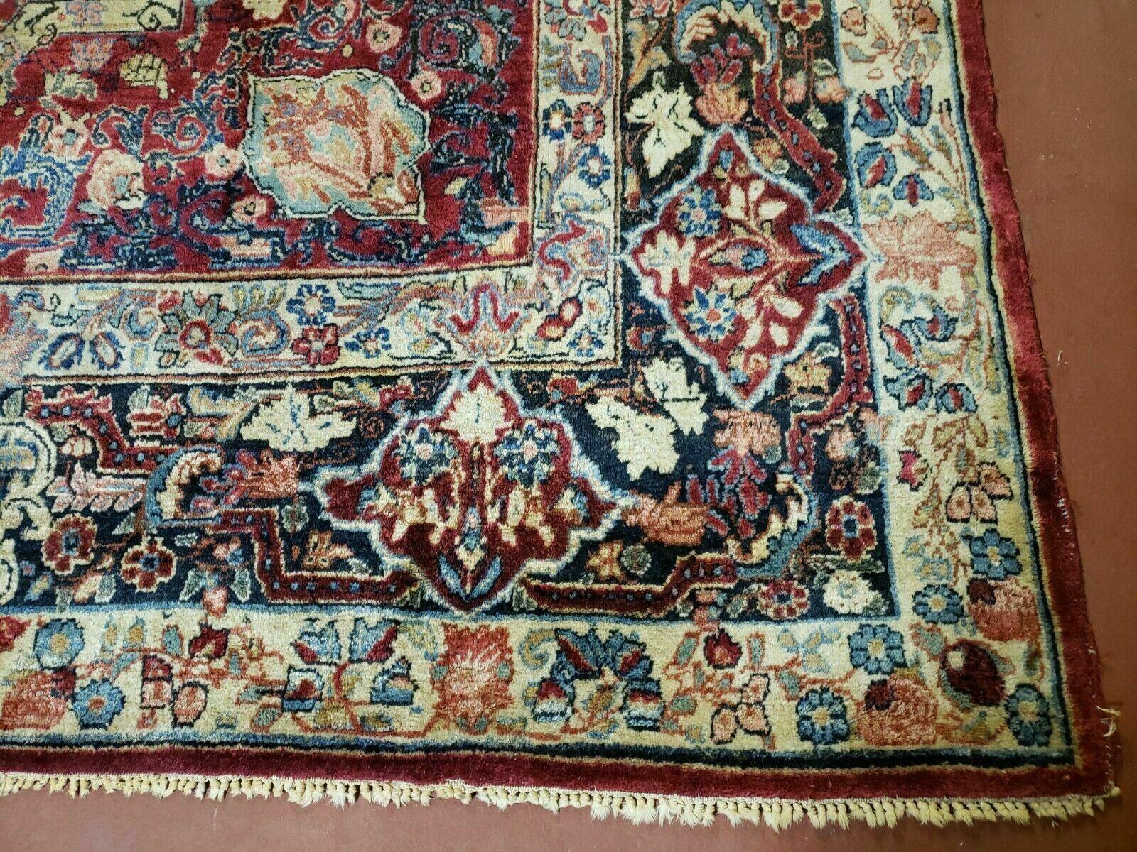 10' X 12' Antique Persian Sarouk Allover Floral Design with Medallion Handmade Red Wool Area Rug - Jewel Rugs