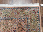 Turkish Hereke Rug 4x6, Wool on Cotton Turkish Hereke Carpet 4 x 6 ft, Handmade Hand Knotted Fine Oriental Rug, Light Coral Red and Green - Jewel Rugs