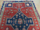 Antique Handmade India Geometric Oriental Wool Rug Vegetable Dye Runner Red - Jewel Rugs