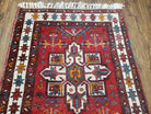 Antique Persian Heriz Karajeh Runner Rug, Red, Hand-Knotted, Wool, 3' 3" x 10' 11" - Jewel Rugs