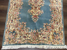 Persian Kirman Rug 3x5, Oriental Persian Carpet 3 x 5, Wool Vintage Hand-Knotted Rug Floral Medallion Semi Open Field Small Light Blue Beige - Jewel Rugs