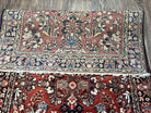 Persian Sarouk Rug 2.7 x 6.6, Antique Oriental Carpet, Short Runner Rug, Floral Rug, Red Dark Blue Cream, Hand-Knotted, High Quality, Authentic Wow - Jewel Rugs