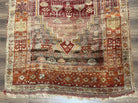 Antique Turkish Melas Rug 4x7, Tribal Geometric Unique Collectible Hand Knotted Wool Oriental Carpet, Rare 1920s Rug, Burnt Orange Red - Jewel Rugs