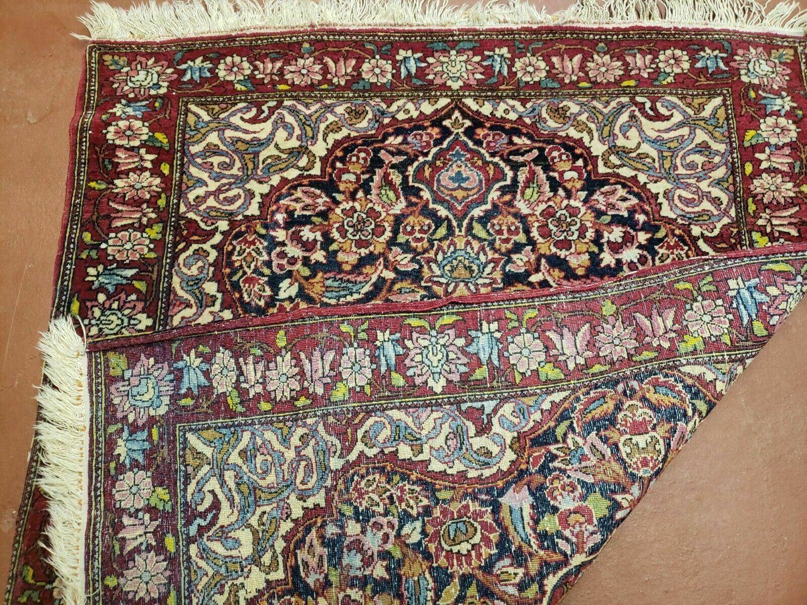 2' 5 X 3' 2" Antique Handmade Floral Oriental Wool Area Rug Vegetable Dyes Red - Jewel Rugs