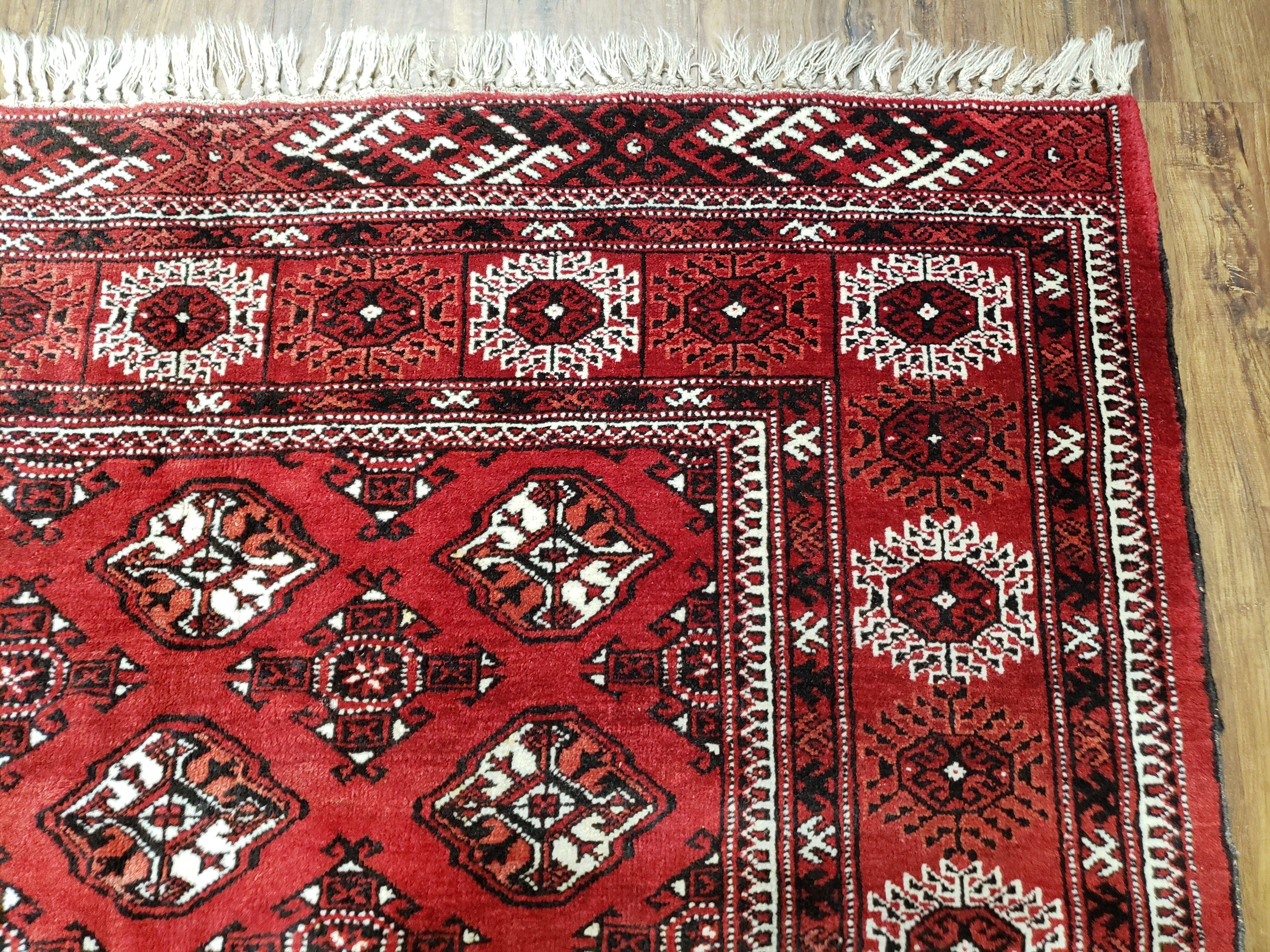 Red Bokhara Rug, 8x10 - 8x11 Rug, Red Turkoman Carpet, Yamud, Handmade Area Rug, Hand Knotted Red, 1940s Rug, Antique Rug, Vintage Rug, Nice - Jewel Rugs